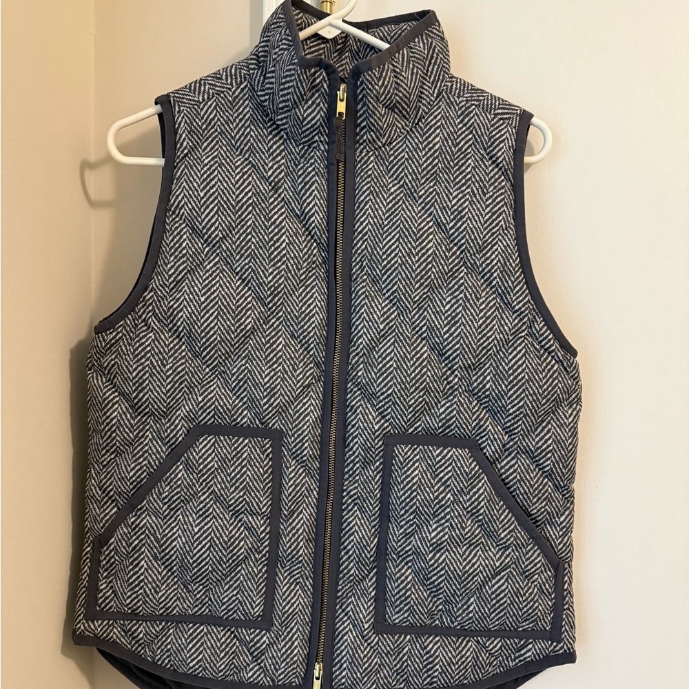 J. Crew Gray Herringbone Quilted Vest